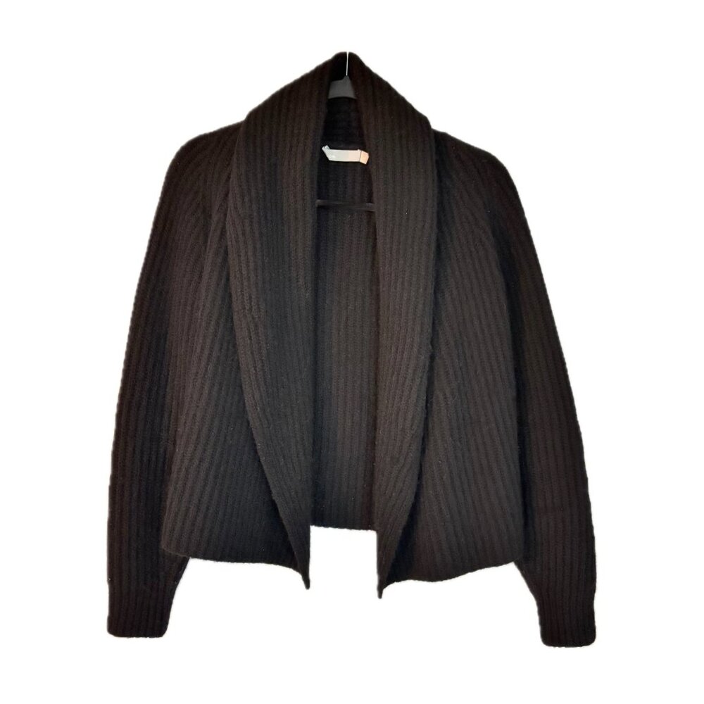 VINCE Oversize Open Shawl Collar Cardigan Soft Plush Rib Knit Sweater Womens XS